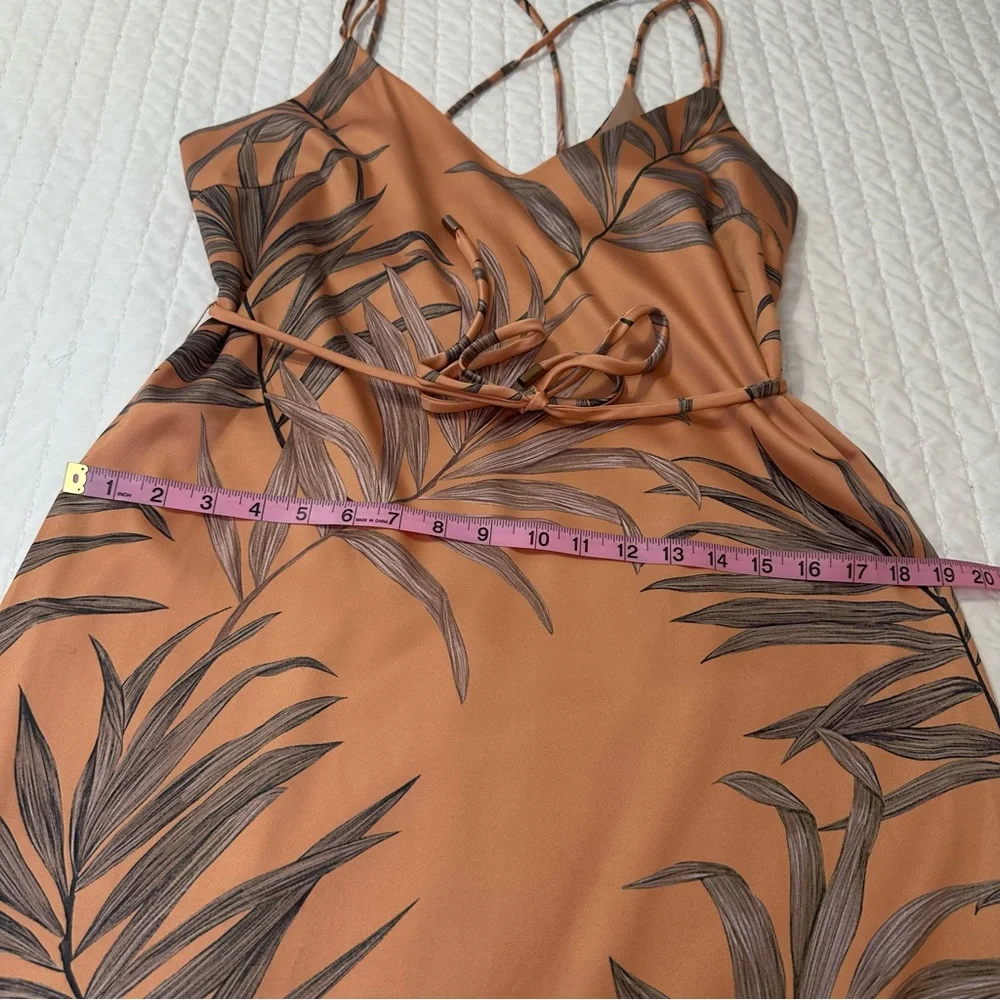 L'ATISTE Mermaid Tails Coral Brown Leaf Pattern Midi Dress - Picture 7 of 15